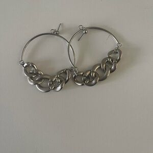 Women’s Silver Chain Link Fashion Jewelry Hoop Earrings